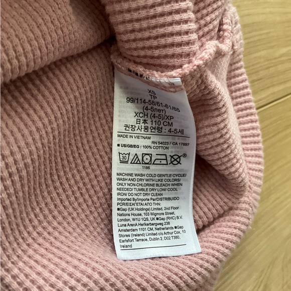 Gap Kids mauve pink waffle knit Henley button up empire waist dress, 4/5T - Picture 3 of 3